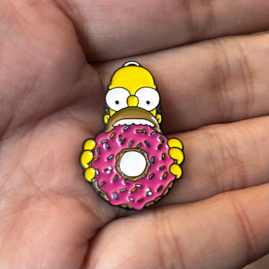 Homer Simpson with Pink Donut Enamel Pin
