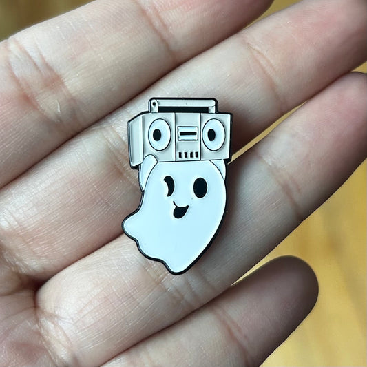 Ghosty with Boombox Enamel Pin