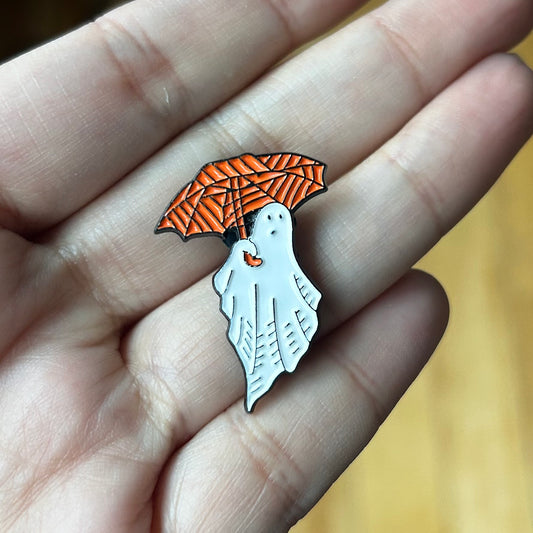 Ghosty with Umbrella Enamel Pin