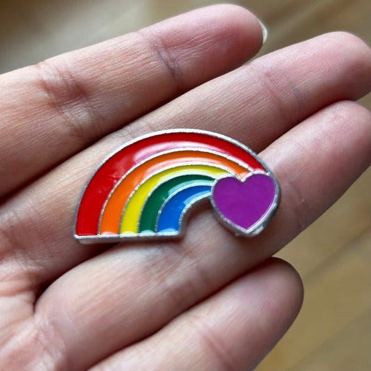 Pride Rainbow Comet with Purple Heart Enamel Pin