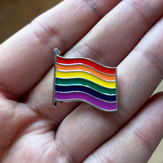 Pride Rainbow Waving Flag Enamel Pin