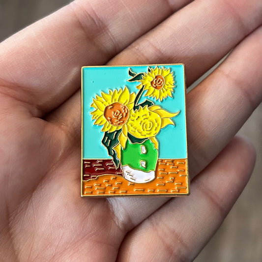 Van Gogh Sunflowers Enamel Pinn