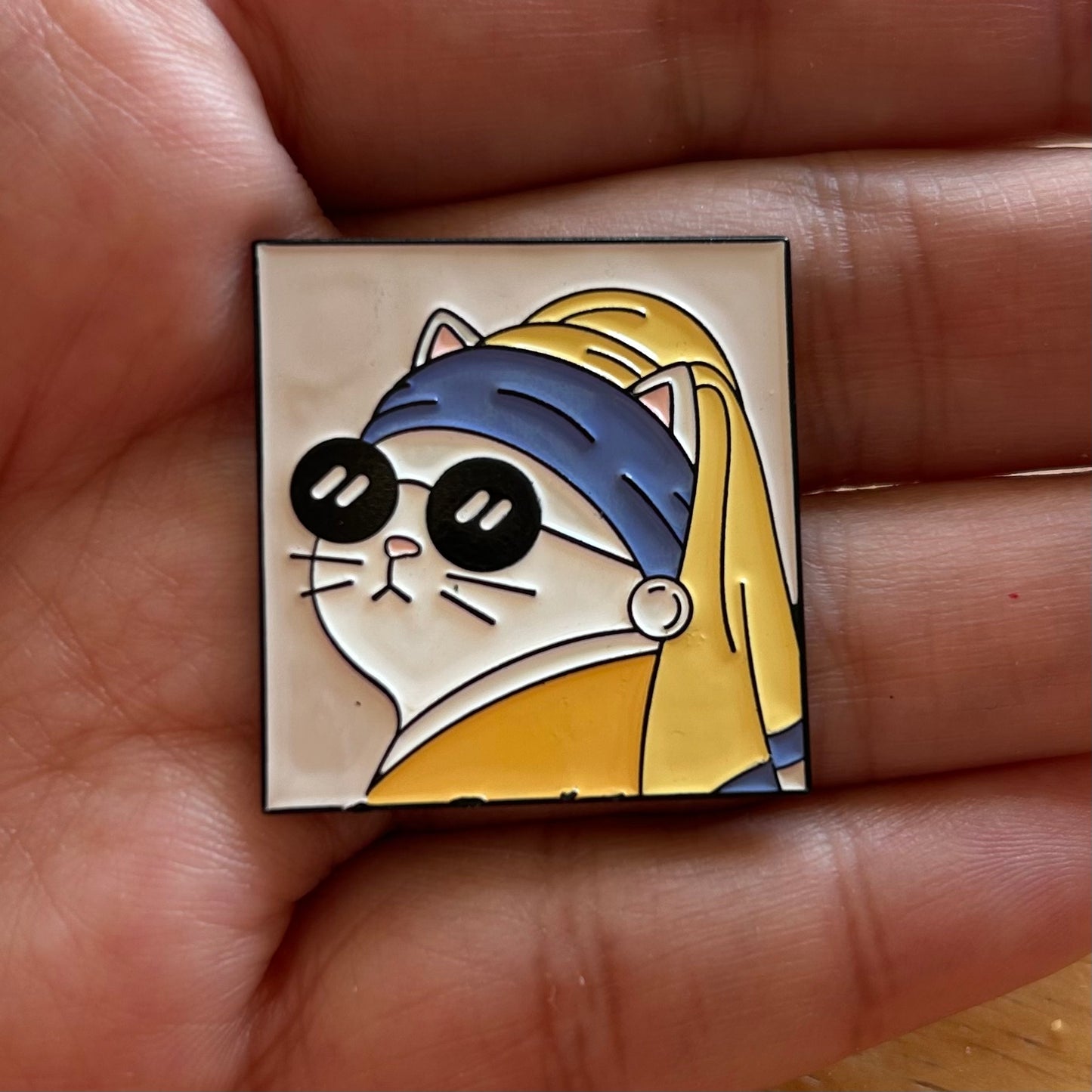 The Cat with the Pearl Earring Enamel Pin