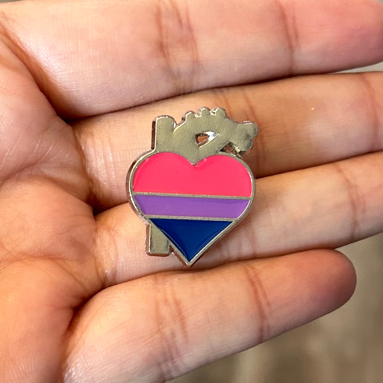 Bisexual Flag Heart Hanging Sign Enamel Pin