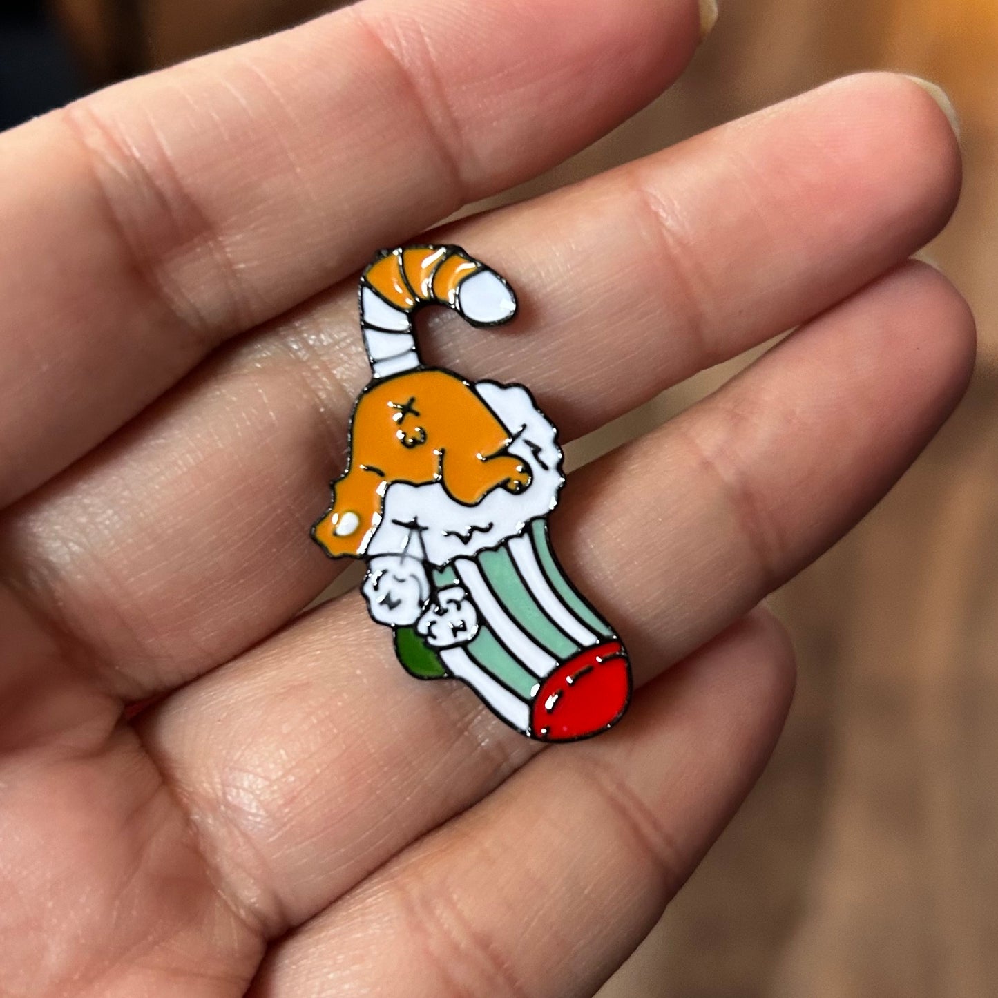 Stocking Kitten Enamel Pin