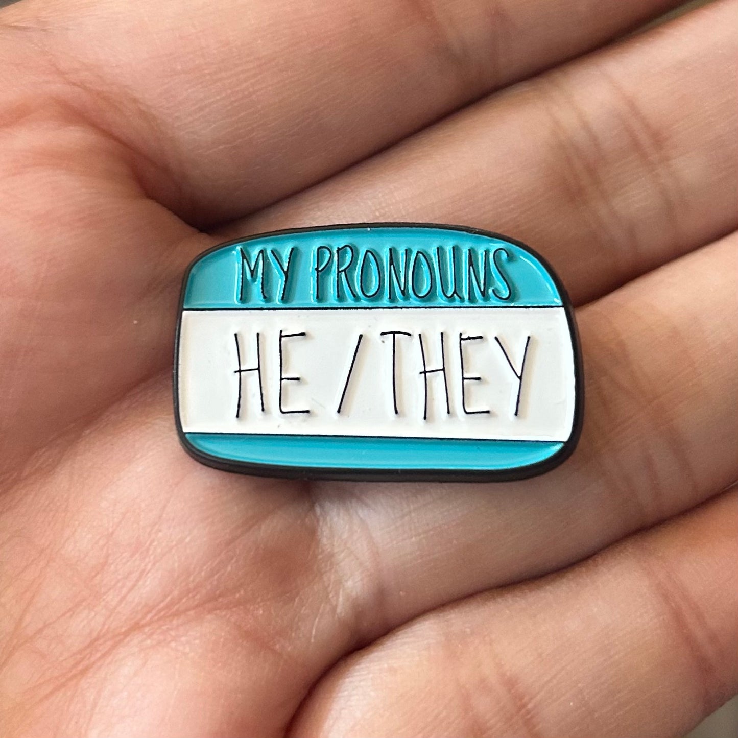 My Pronouns He/They Enamel Pin