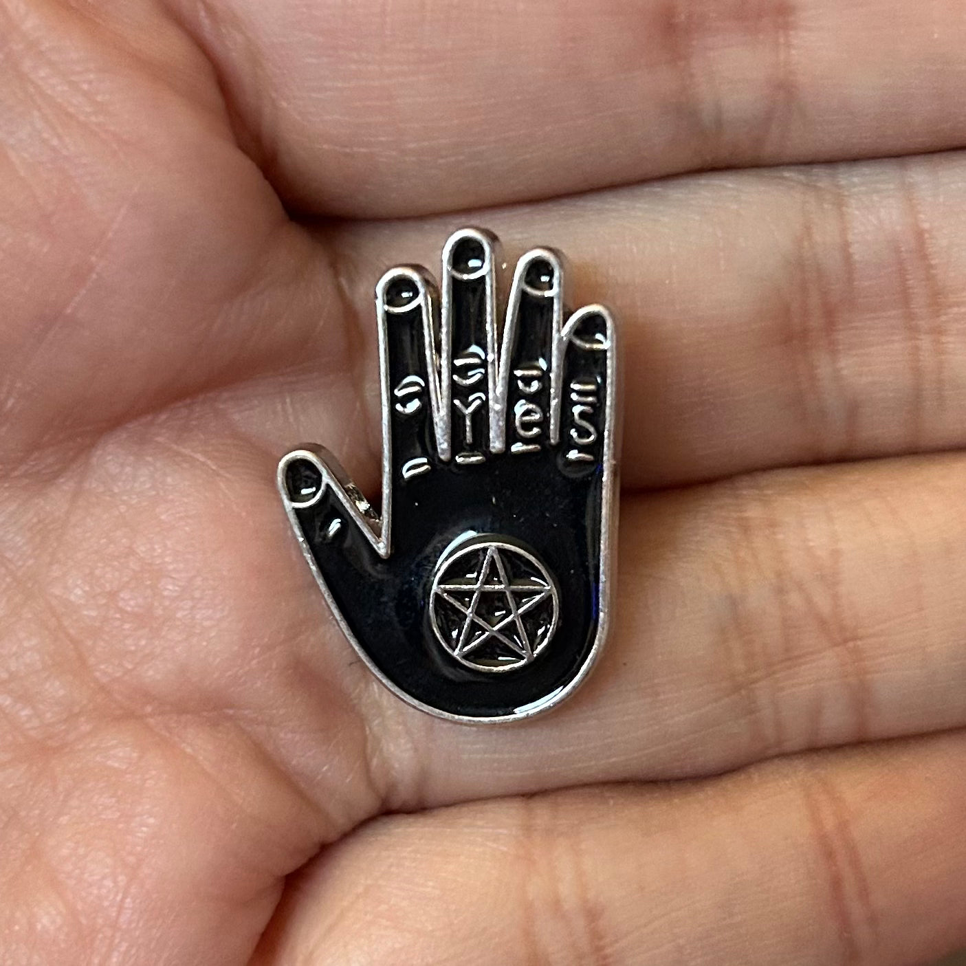 Pentagram Hand Enamel Pin