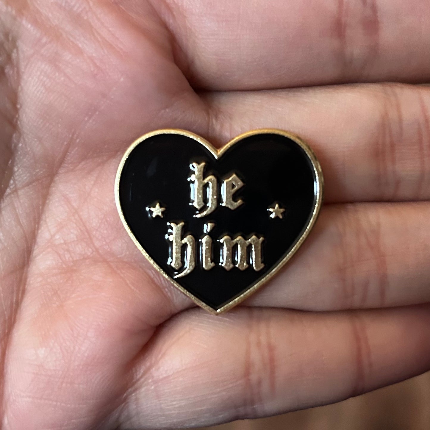 Pronouns He Him Heart Enamel Pin