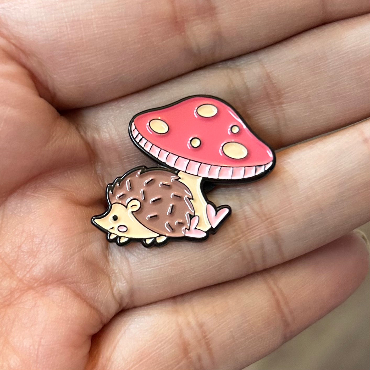 Mushroom & Hedgehog Enamel Pin