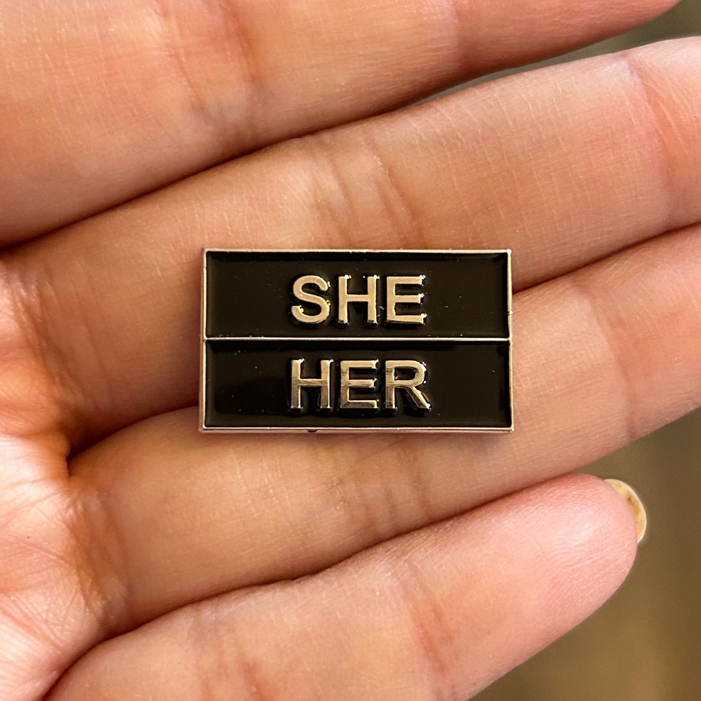 She/Her (silver lettering) Enamel Pin